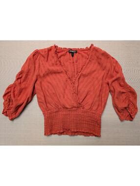 Express Burnt Orange Cropped Top With Gold Thread Small